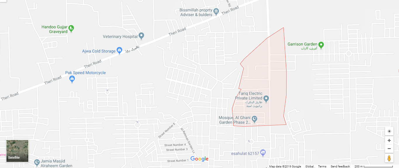 Lahore Garden Housing Scheme Location Map